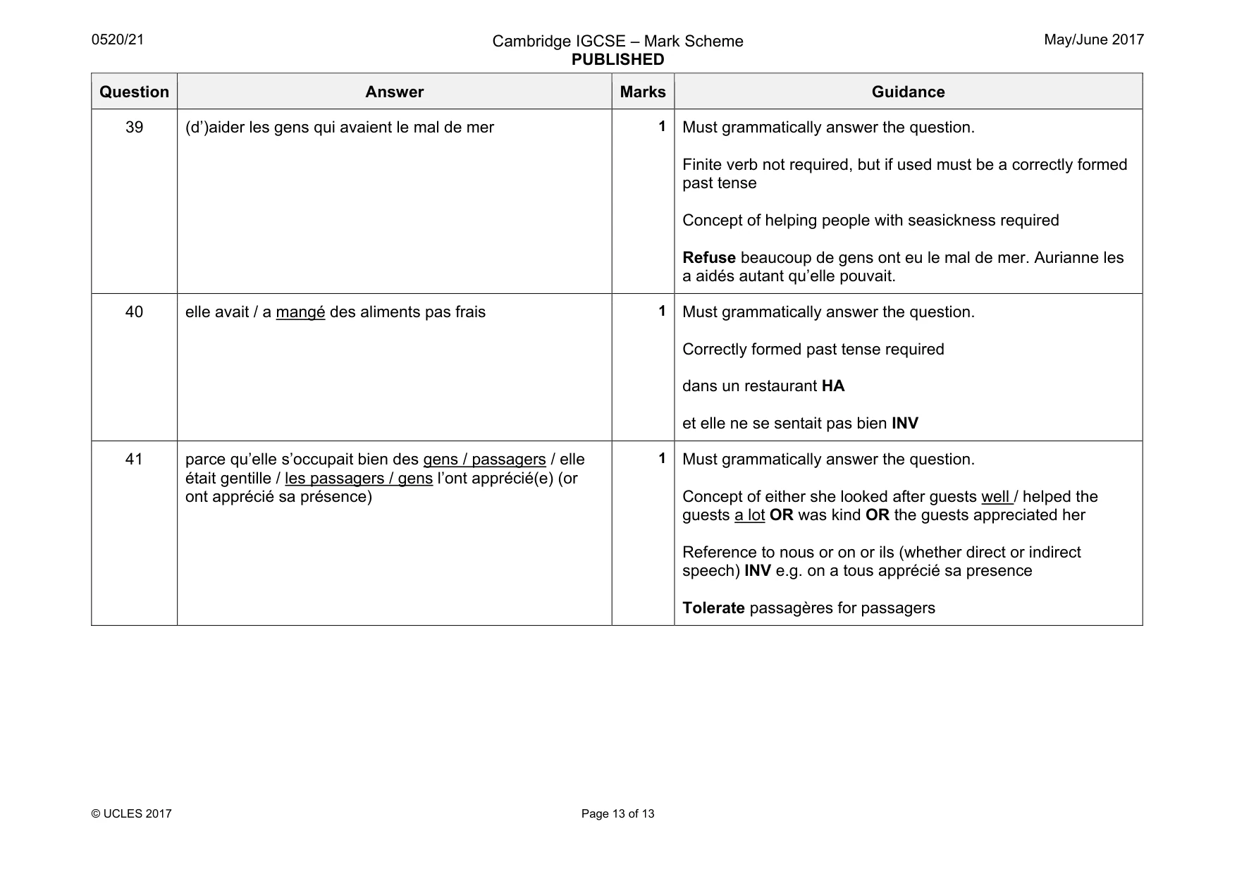 Mark scheme, page 13 of 13