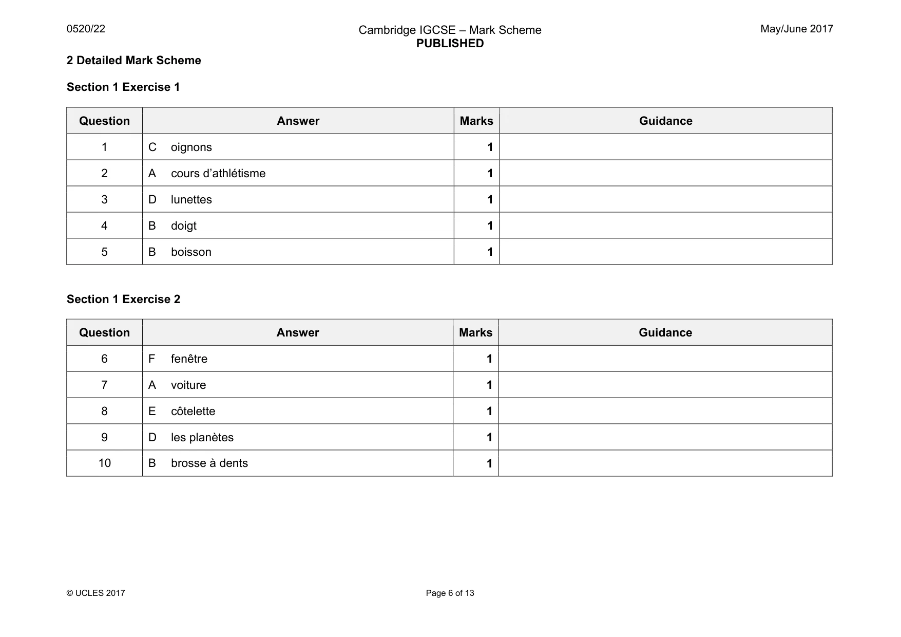 Mark scheme, page 6 of 13
