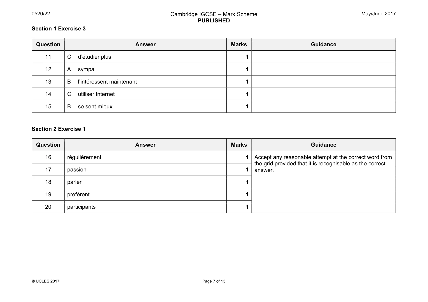 Mark scheme, page 7 of 13
