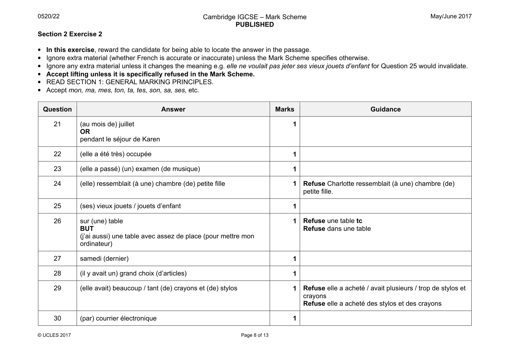 Mark scheme, page 8 of 13