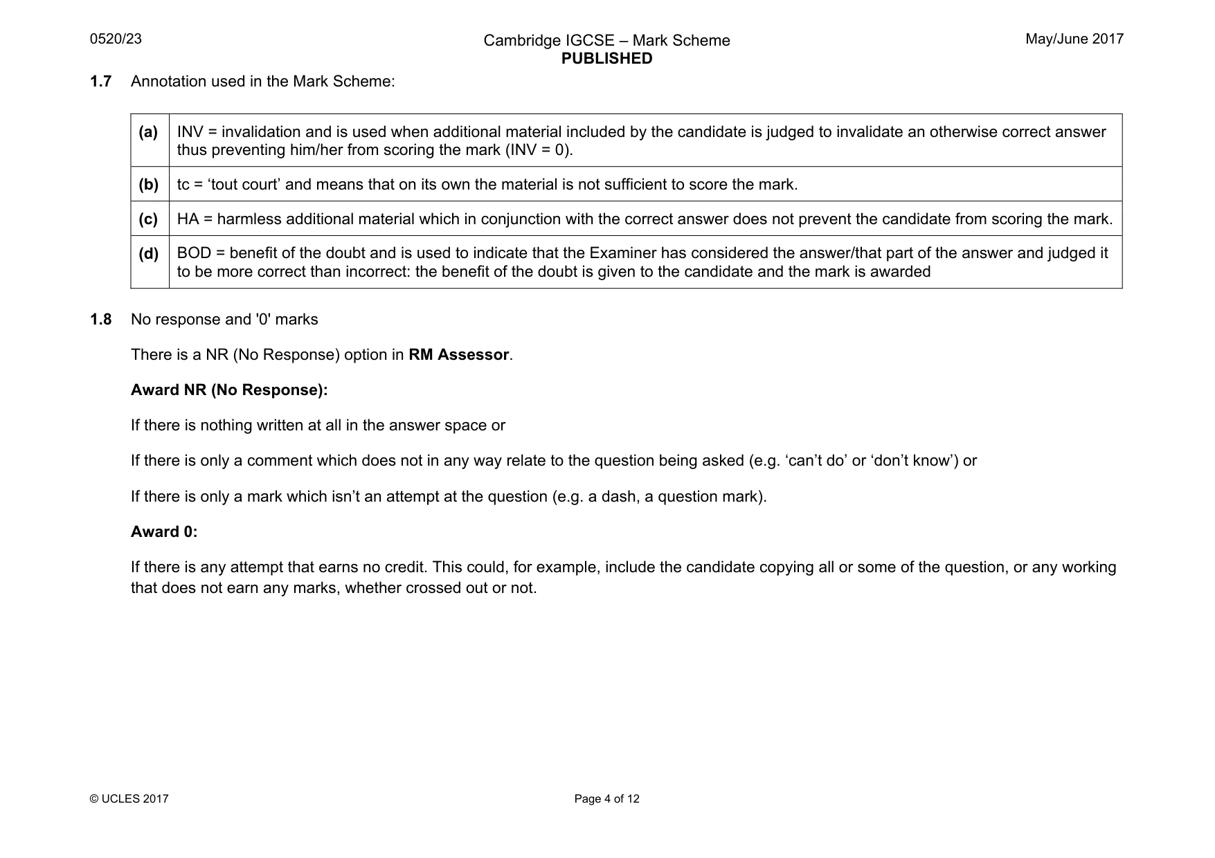 Mark scheme, page 4 of 12