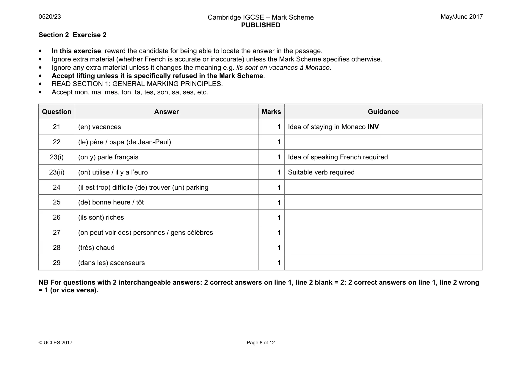 Mark scheme, page 8 of 12