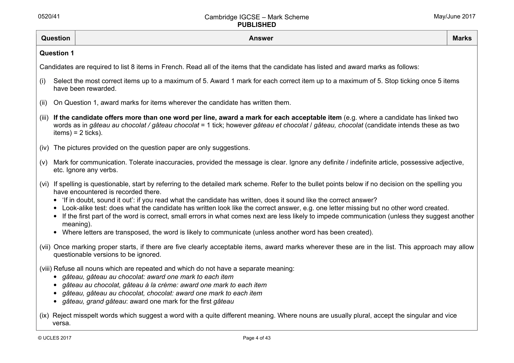 Mark scheme, page 4 of 43