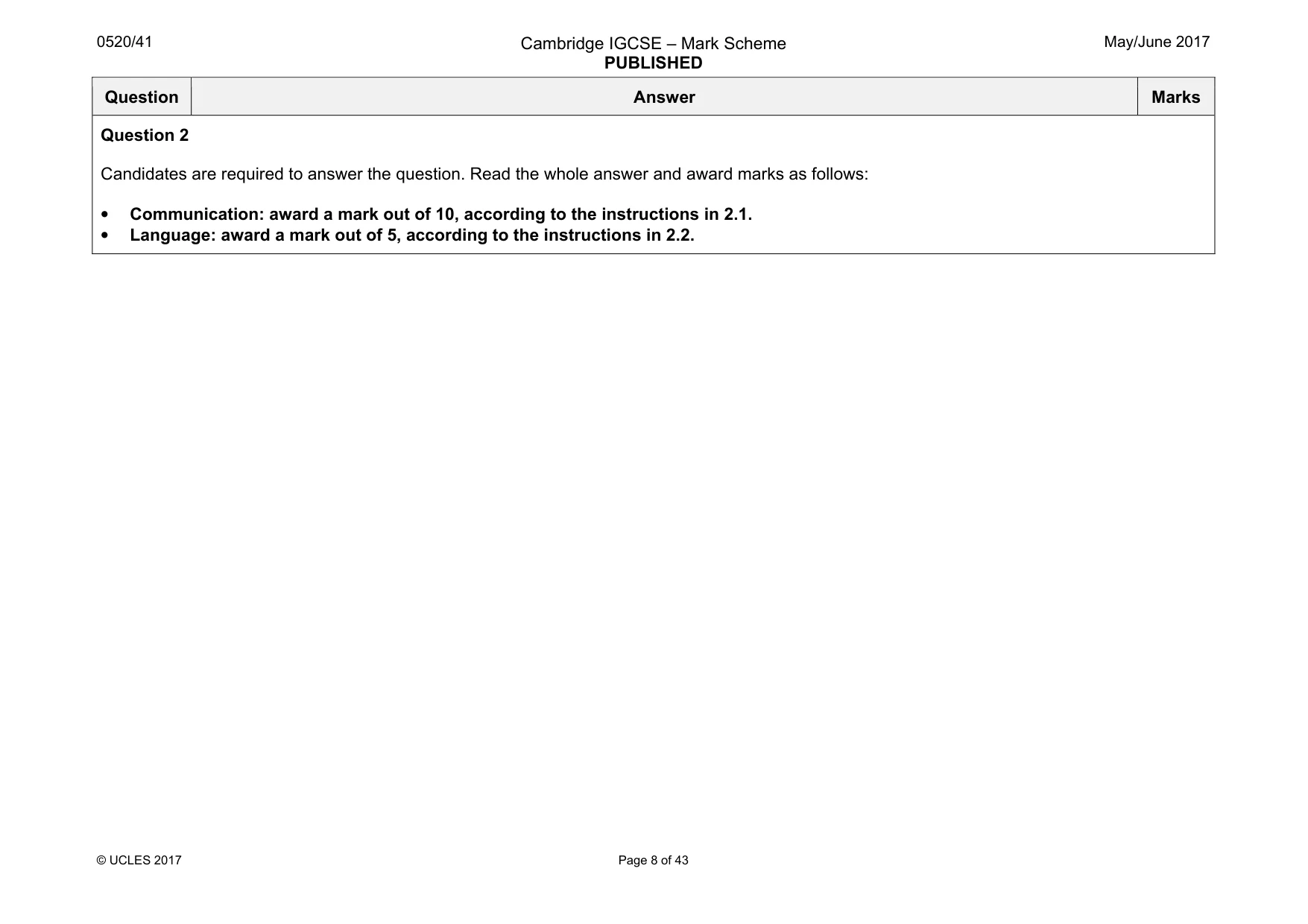 Mark scheme, page 8 of 43