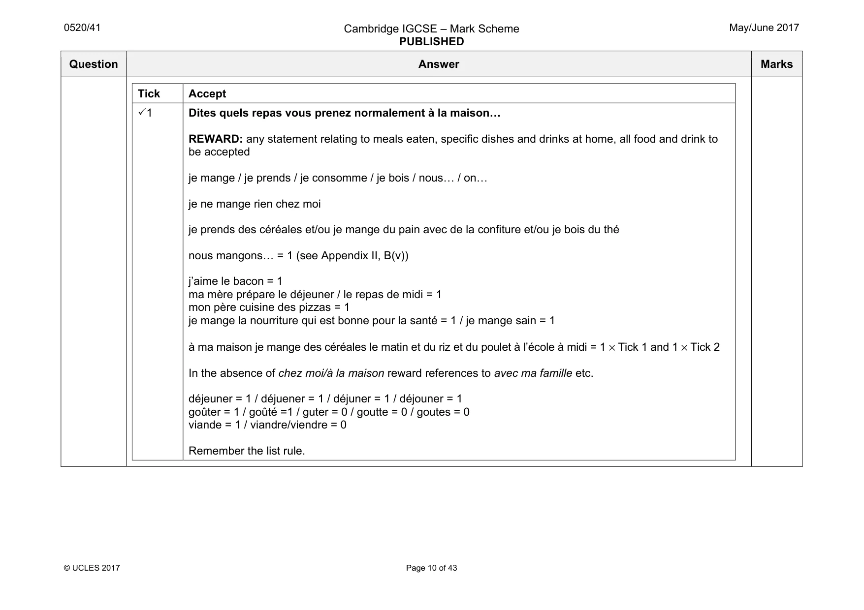 Mark scheme, page 10 of 43