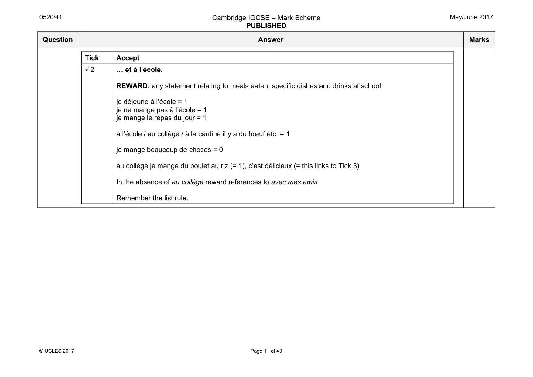 Mark scheme, page 11 of 43