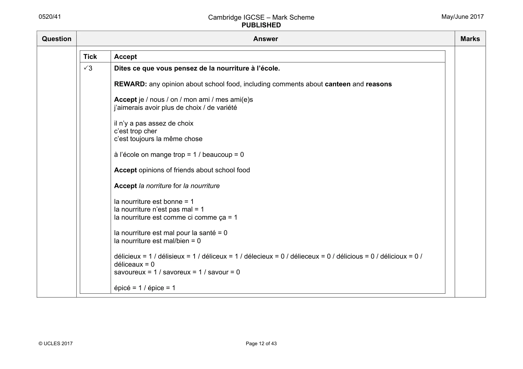 Mark scheme, page 12 of 43