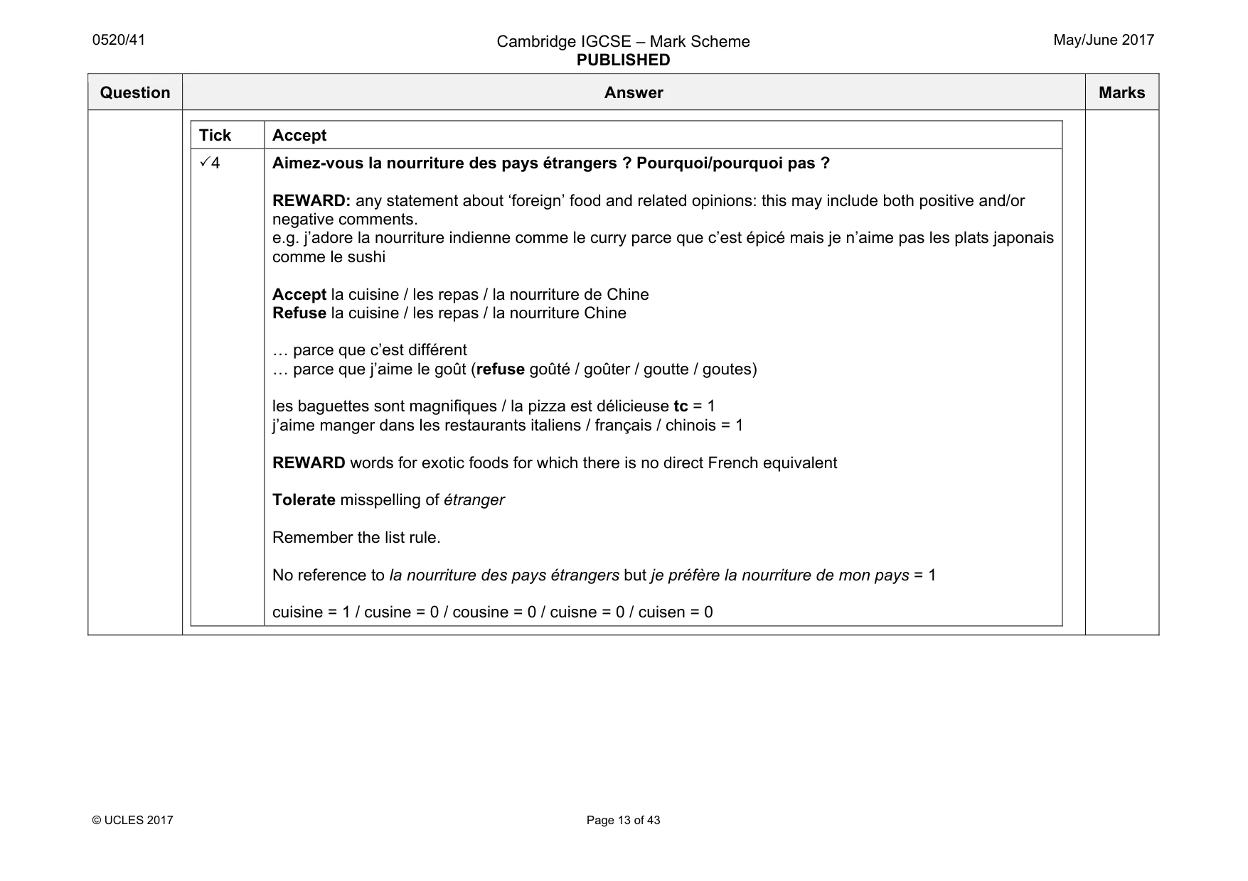 Mark scheme, page 13 of 43