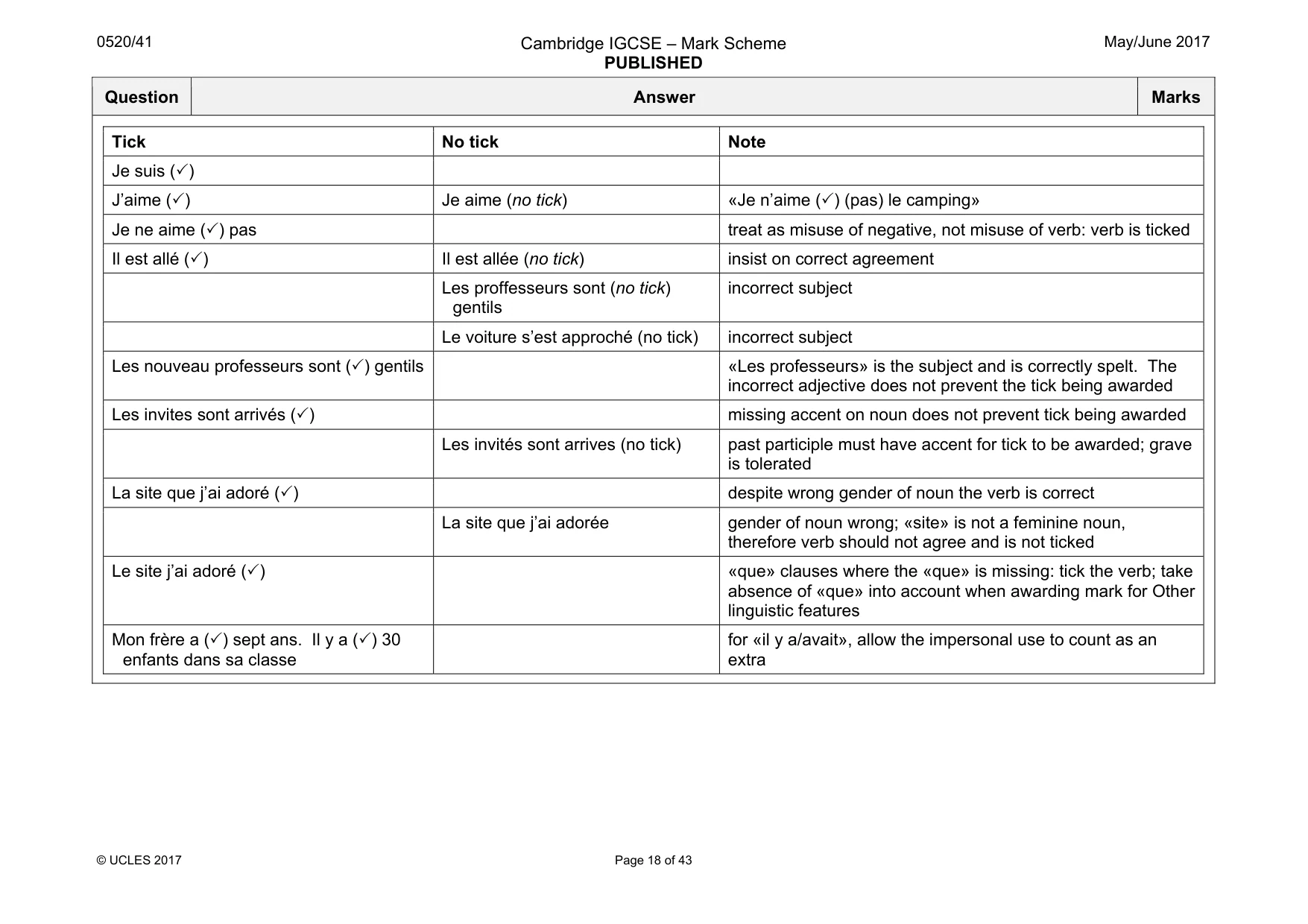 Mark scheme, page 18 of 43