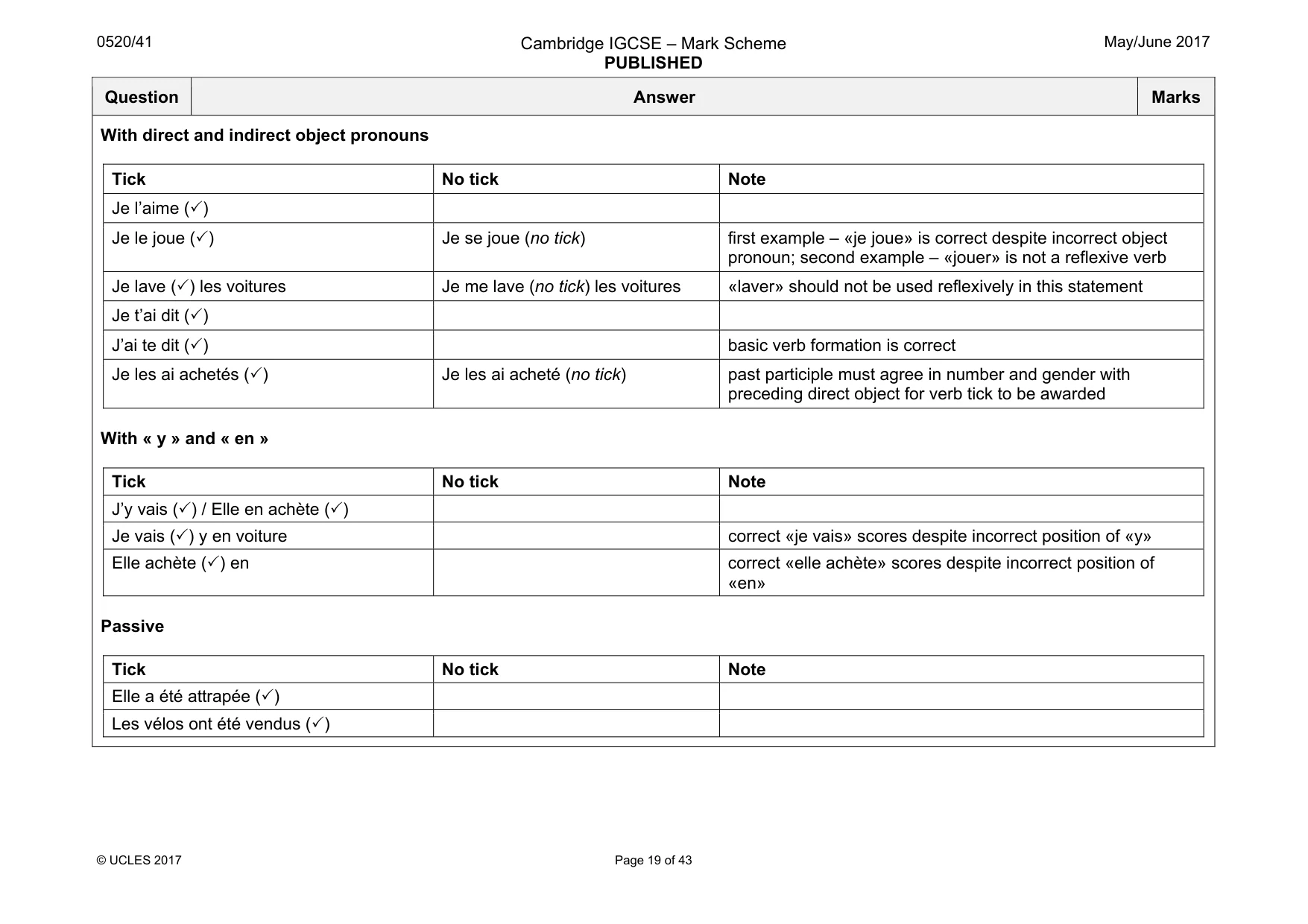 Mark scheme, page 19 of 43
