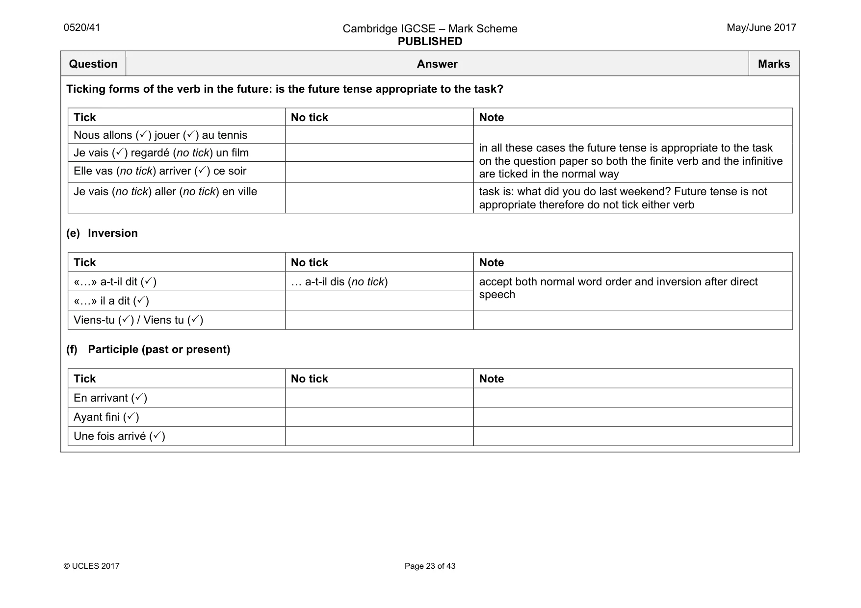Mark scheme, page 23 of 43