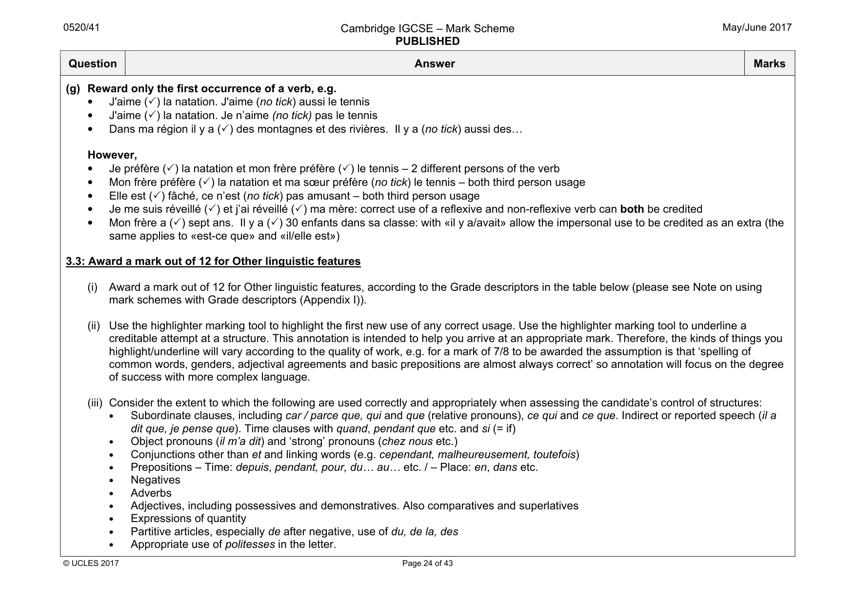 Mark scheme, page 24 of 43