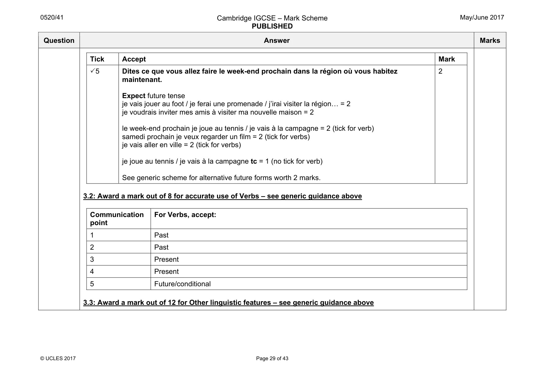 Mark scheme, page 29 of 43