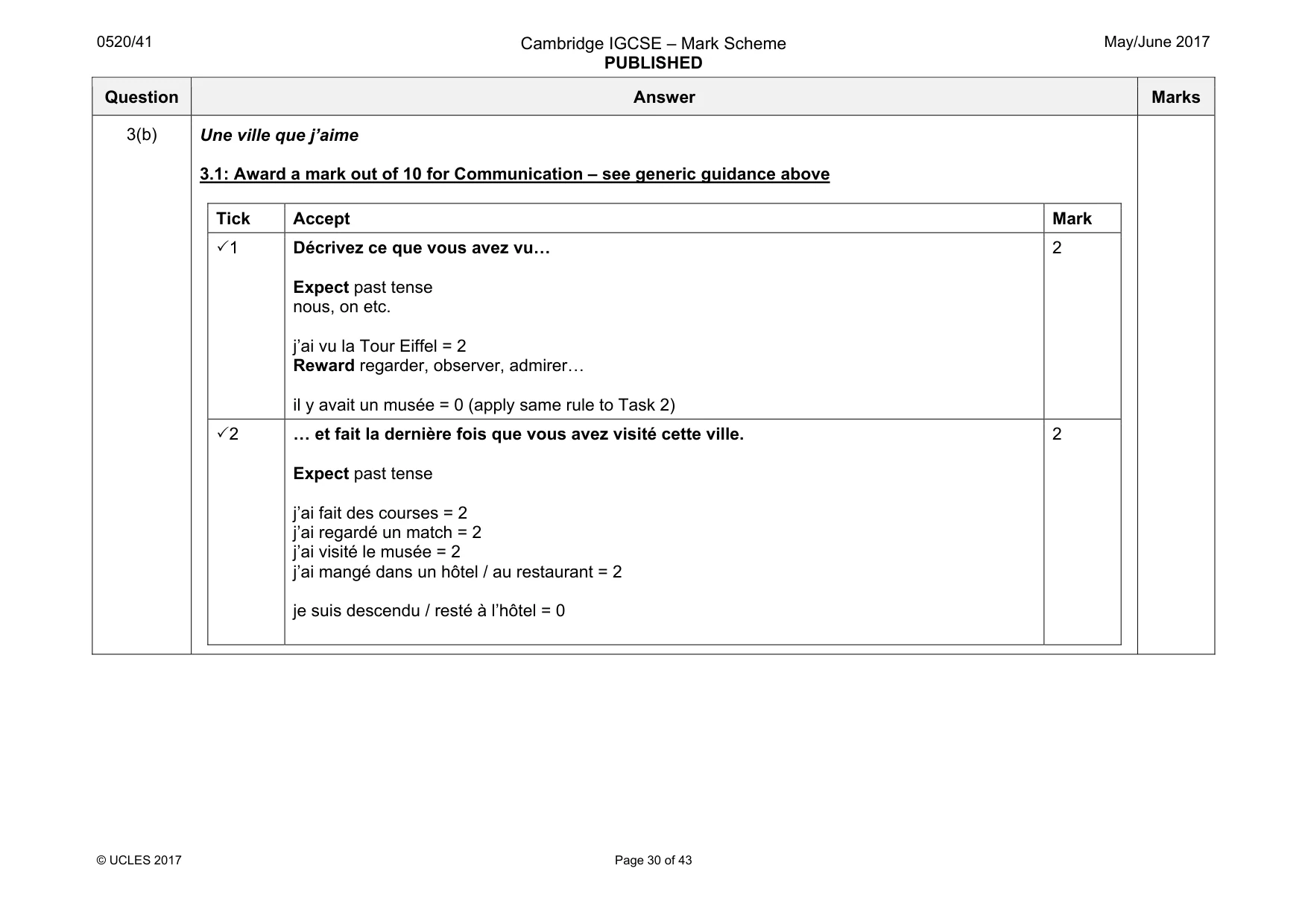 Mark scheme, page 30 of 43