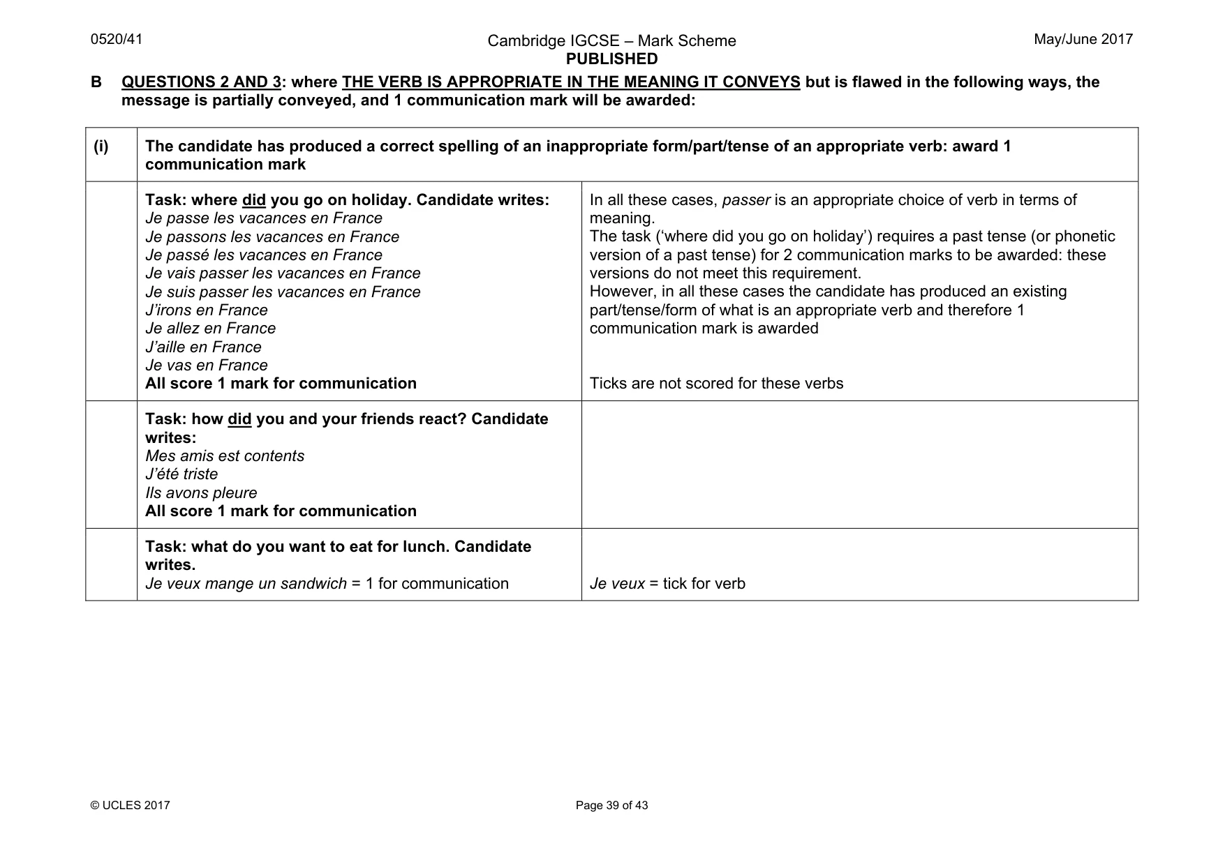Mark scheme, page 39 of 43