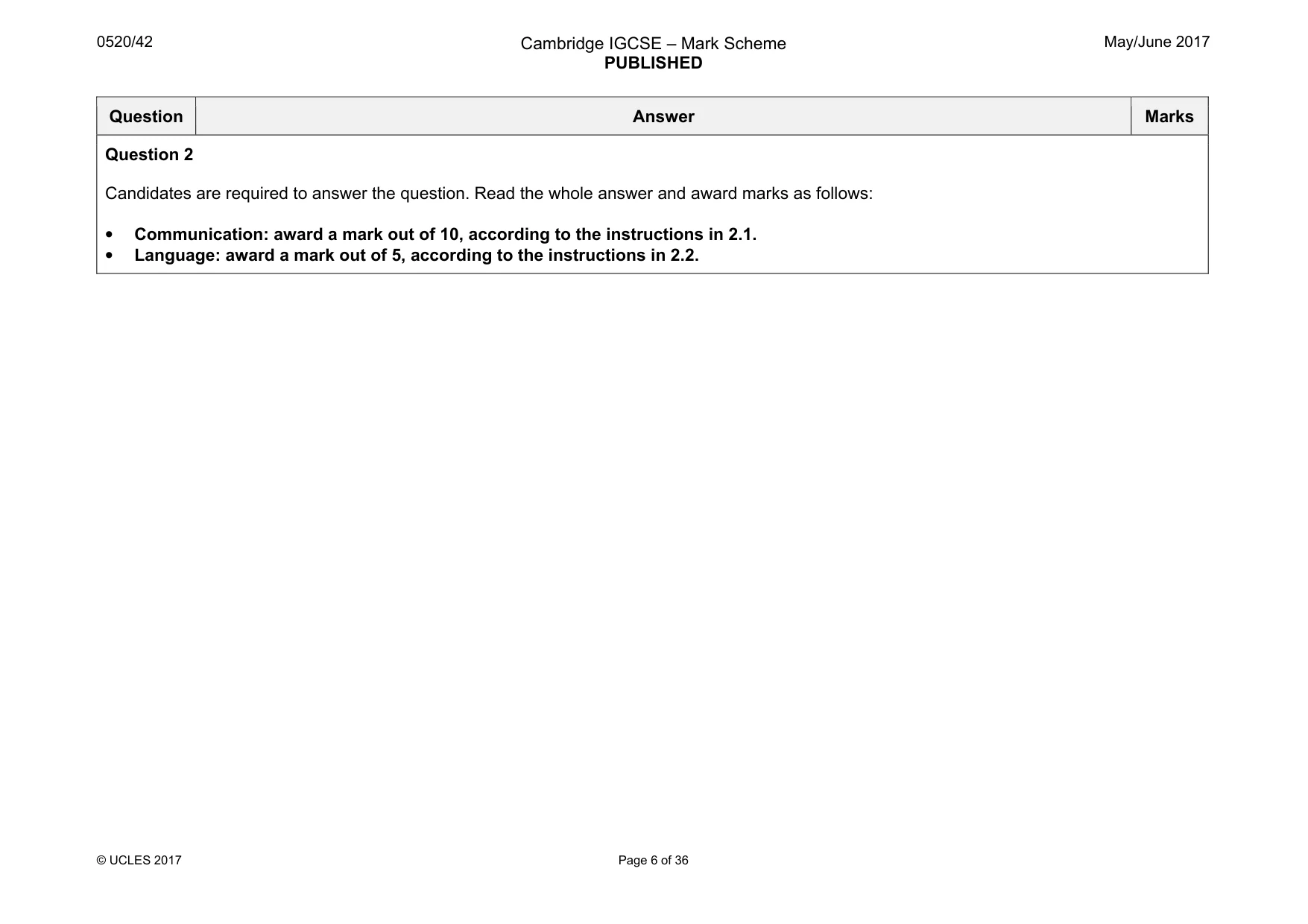Mark scheme, page 6 of 36