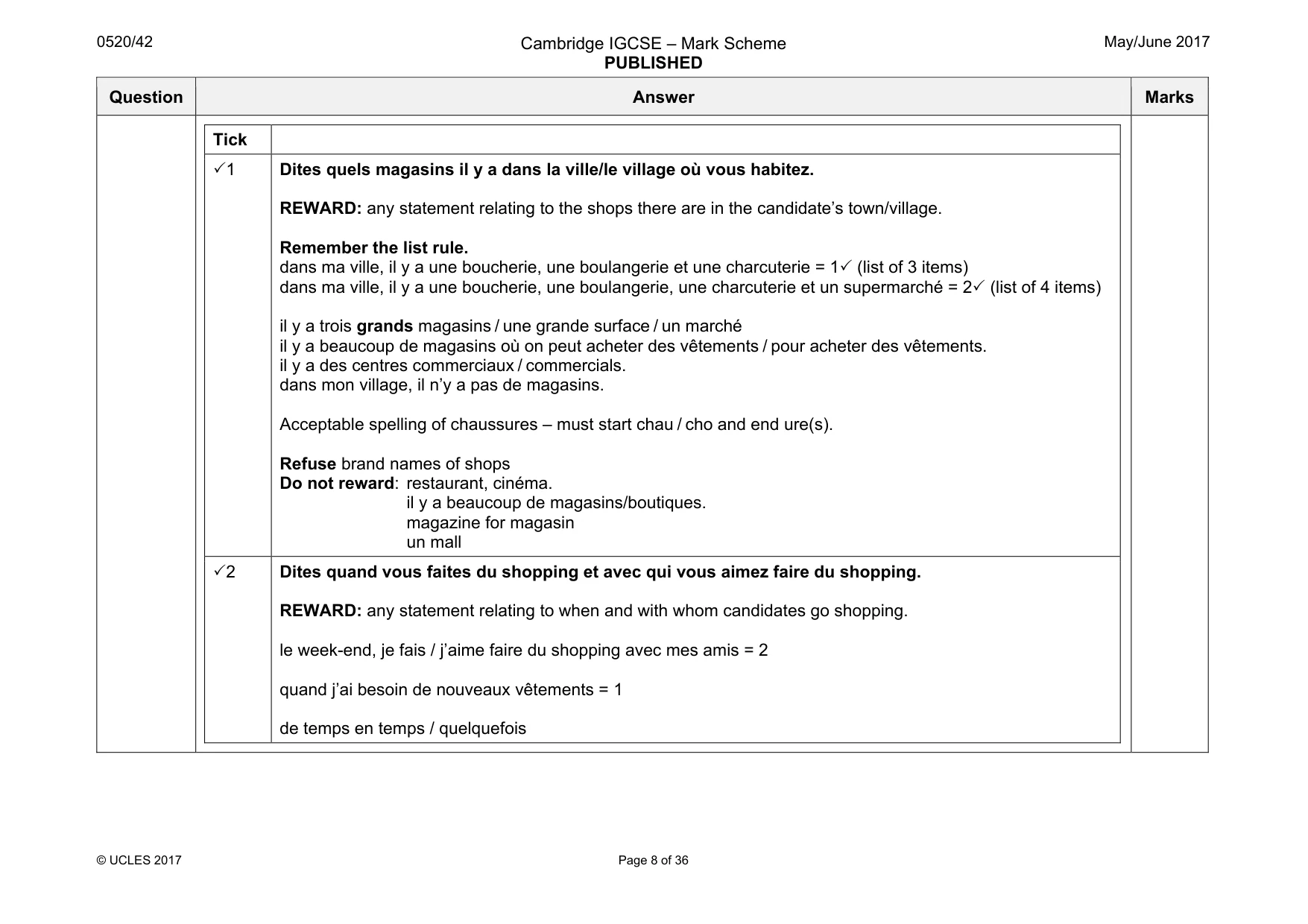 Mark scheme, page 8 of 36