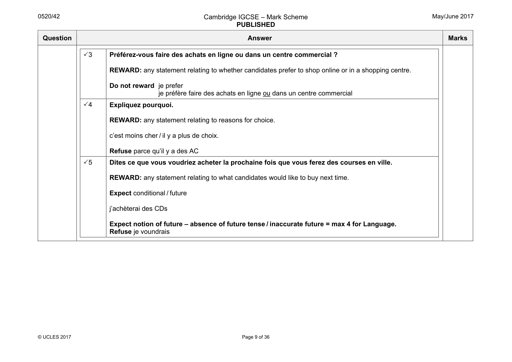 Mark scheme, page 9 of 36