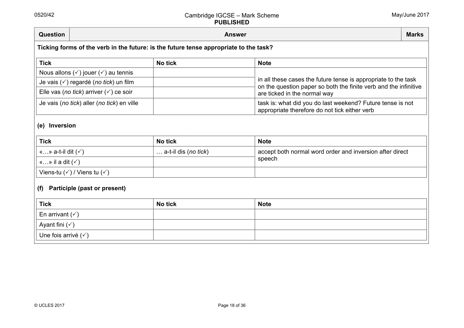 Mark scheme, page 18 of 36