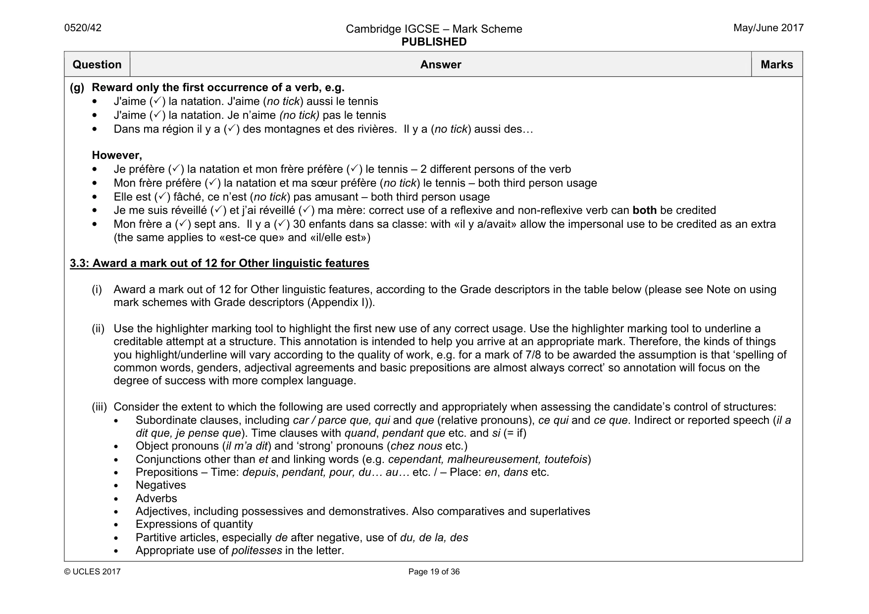 Mark scheme, page 19 of 36