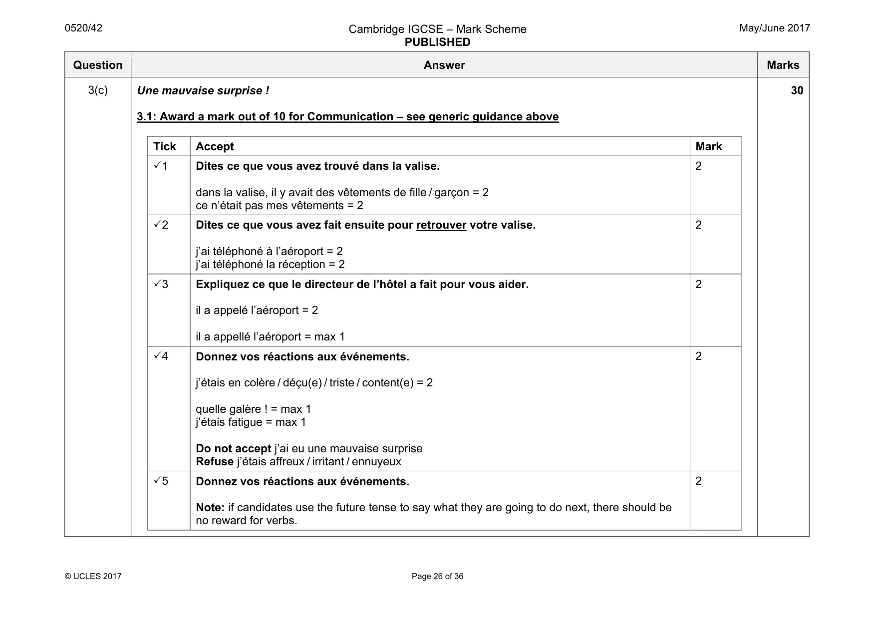 Mark scheme, page 26 of 36