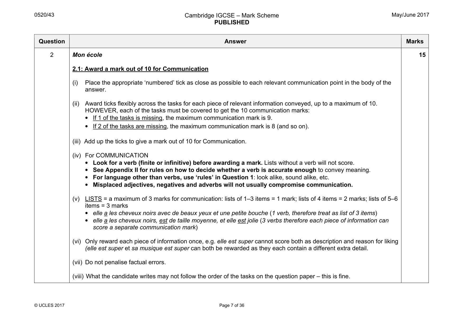 Mark scheme, page 7 of 36