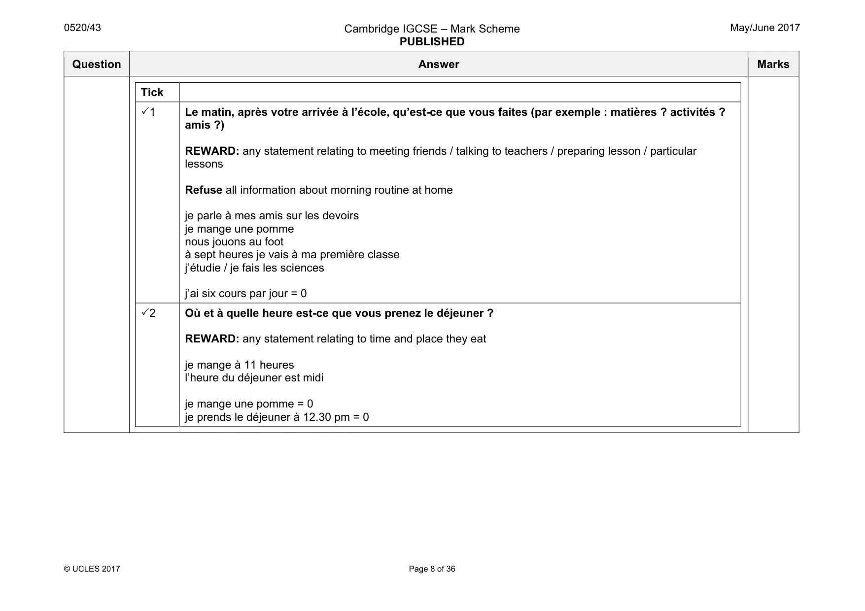 Mark scheme, page 8 of 36