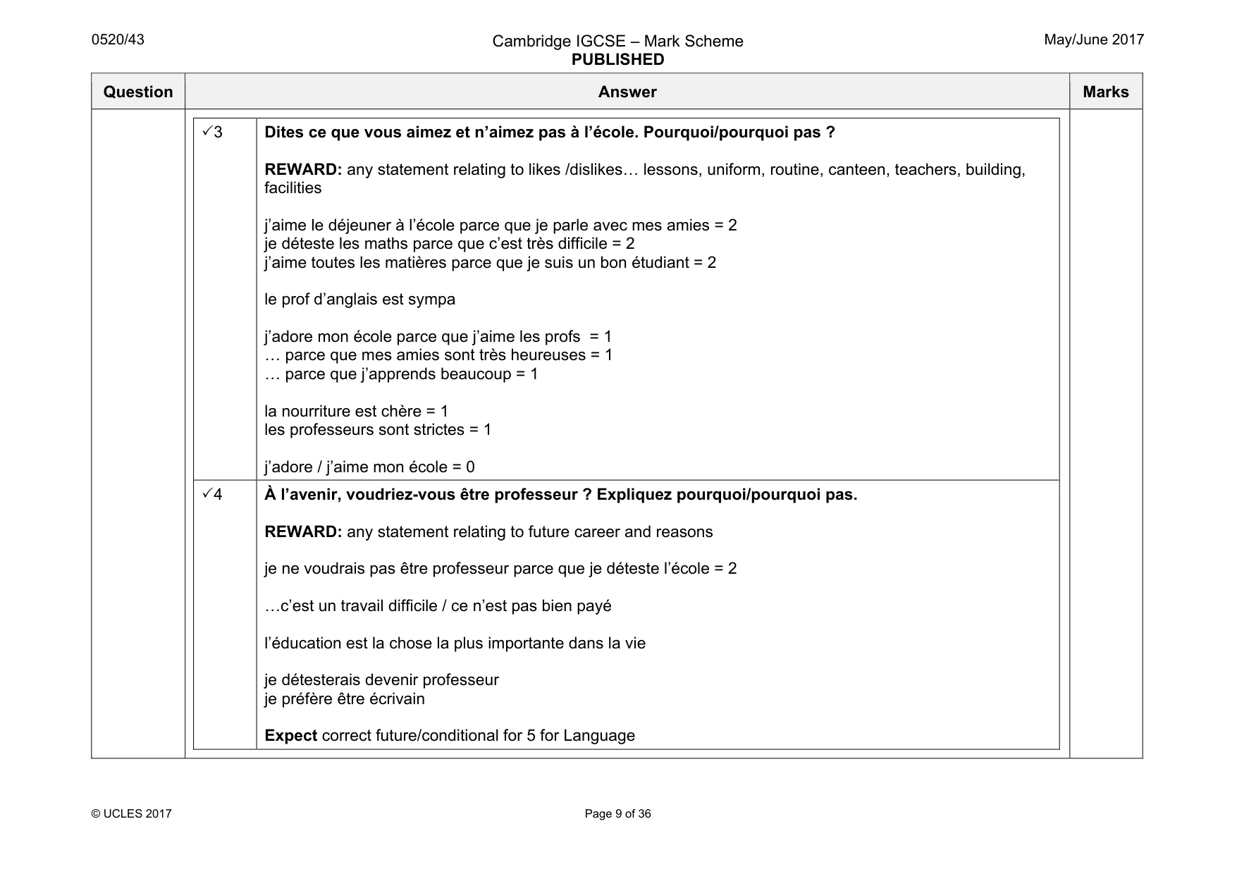 Mark scheme, page 9 of 36