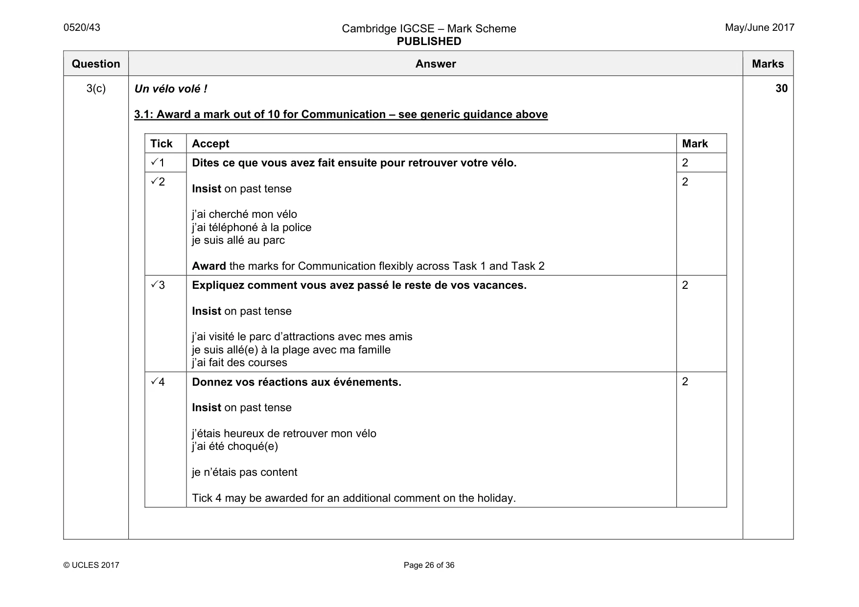 Mark scheme, page 26 of 36