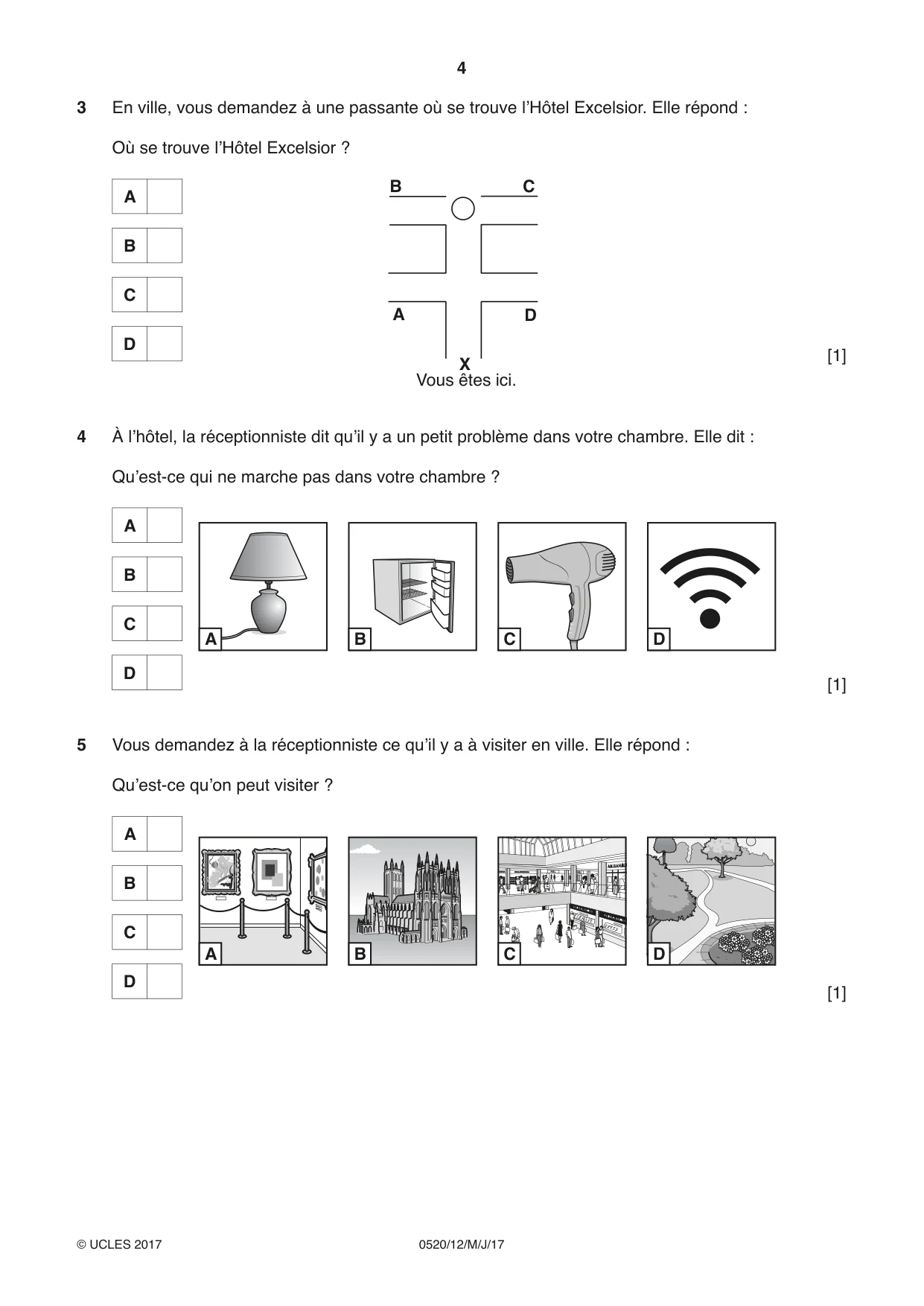 Cambridge IGCSE French - Foreign Language 0520 2017 May/June Paper 1 · Variant 2 question paper, page 4 of 12