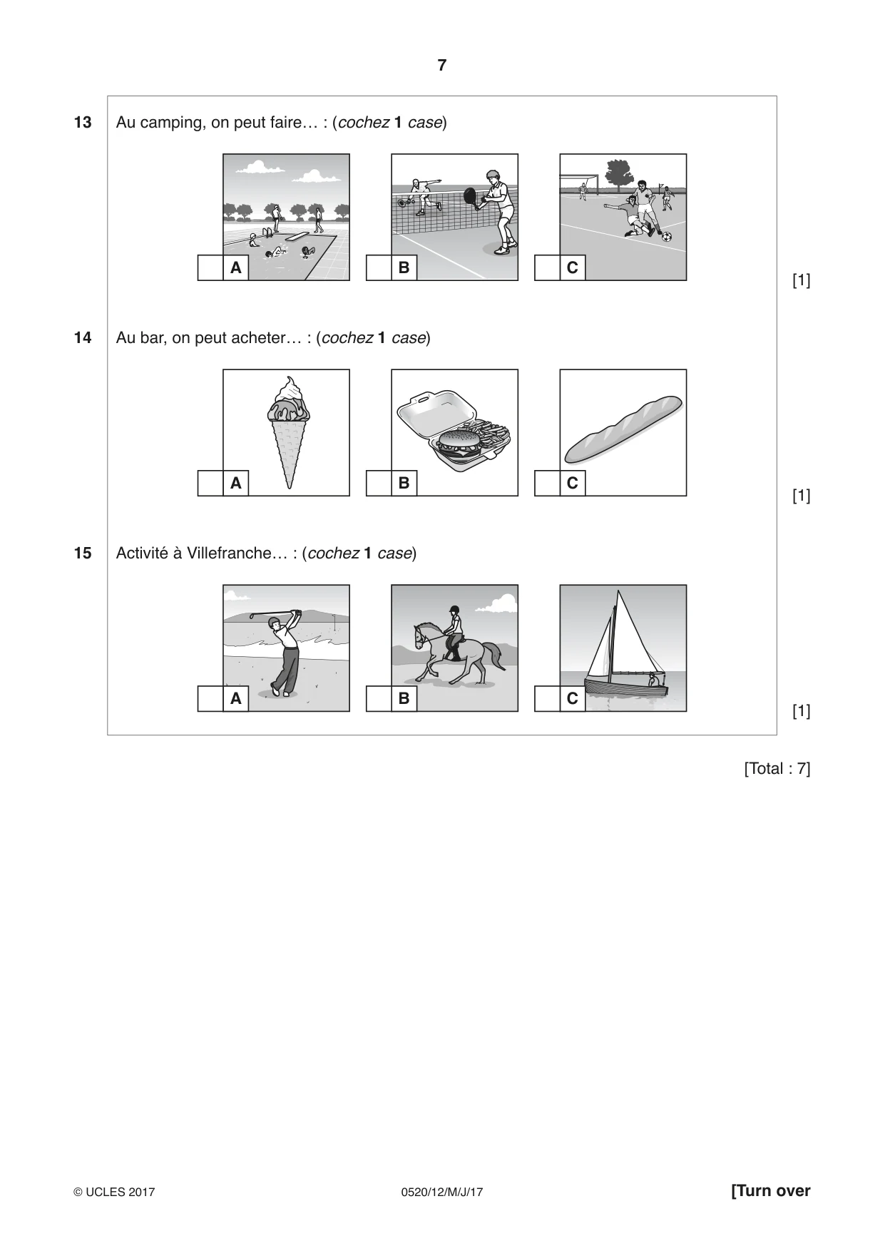 Cambridge IGCSE French - Foreign Language 0520 2017 May/June Paper 1 · Variant 2 question paper, page 7 of 12