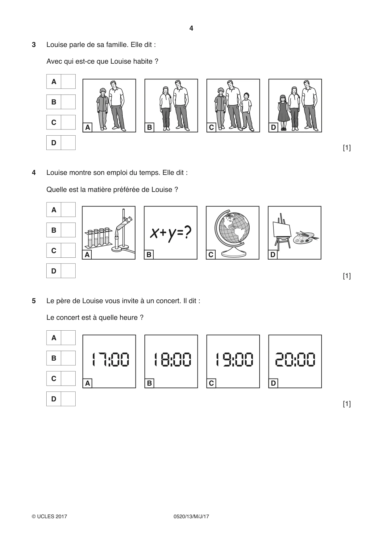 Cambridge IGCSE French - Foreign Language 0520 2017 May/June Paper 1 · Variant 3 question paper, page 4 of 12