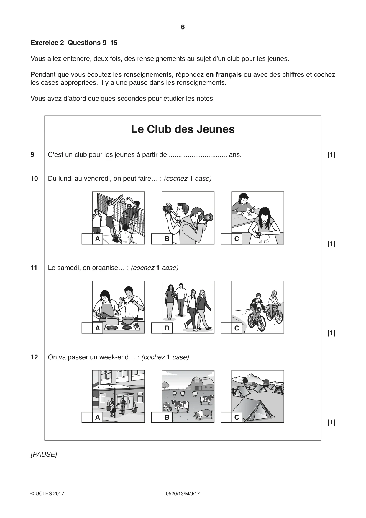 Cambridge IGCSE French - Foreign Language 0520 2017 May/June Paper 1 · Variant 3 question paper, page 6 of 12