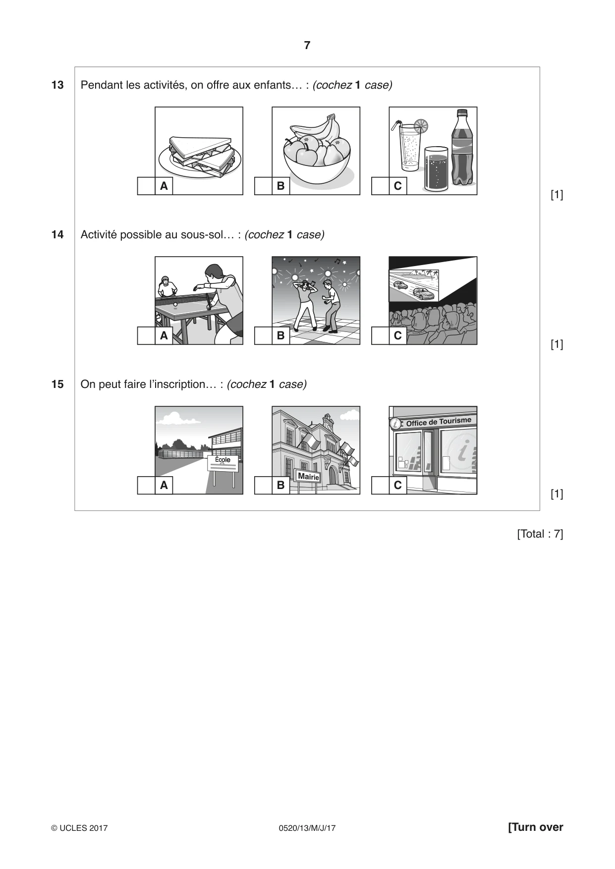 Cambridge IGCSE French - Foreign Language 0520 2017 May/June Paper 1 · Variant 3 question paper, page 7 of 12
