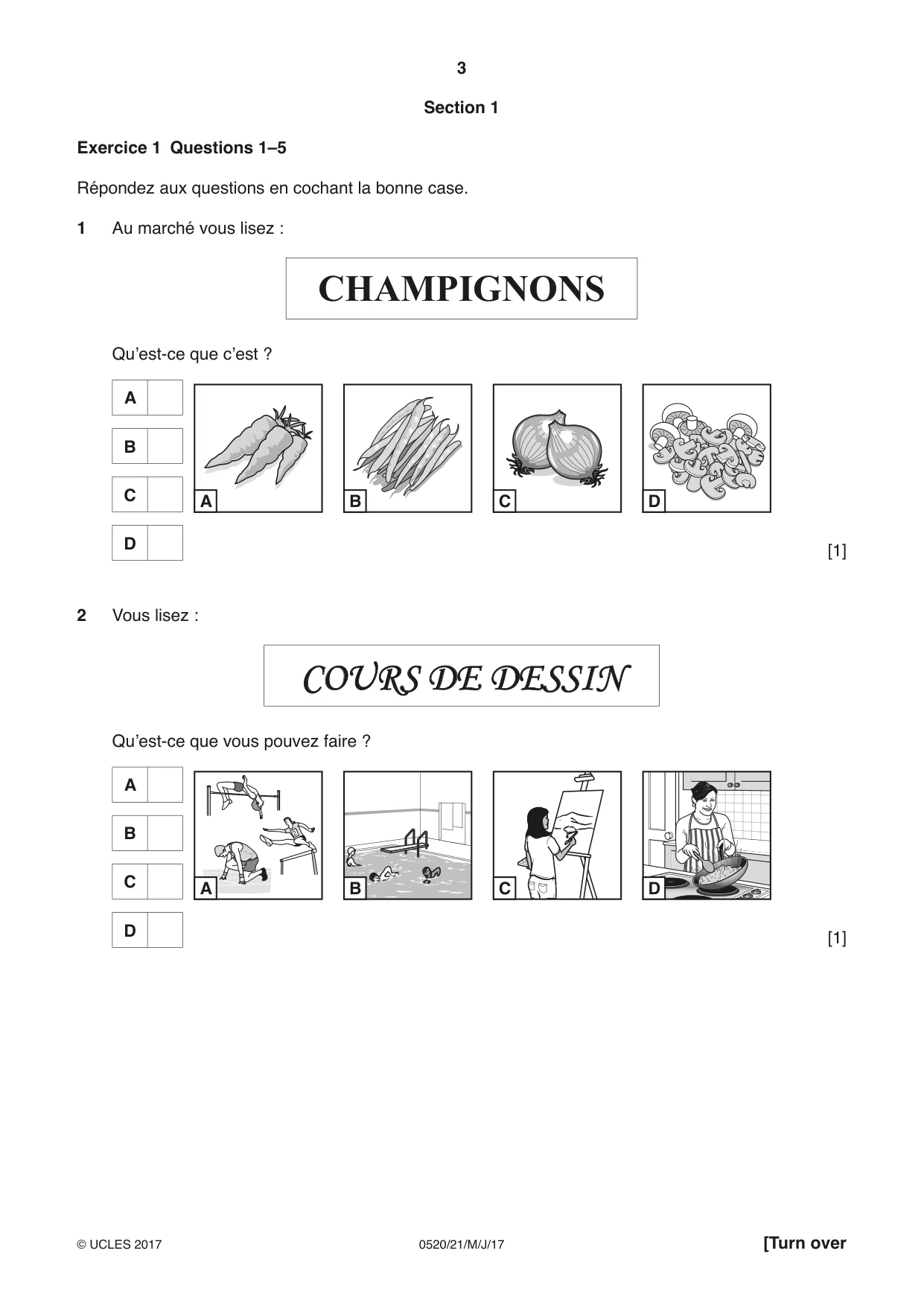 Cambridge IGCSE French - Foreign Language 0520 2017 May/June Paper 2 · Variant 1 question paper, page 3 of 16