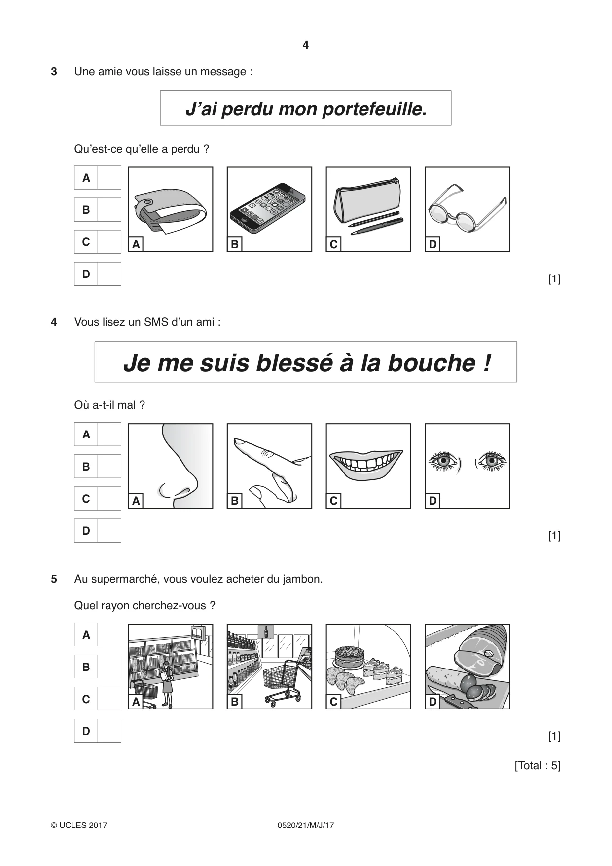 Cambridge IGCSE French - Foreign Language 0520 2017 May/June Paper 2 · Variant 1 question paper, page 4 of 16