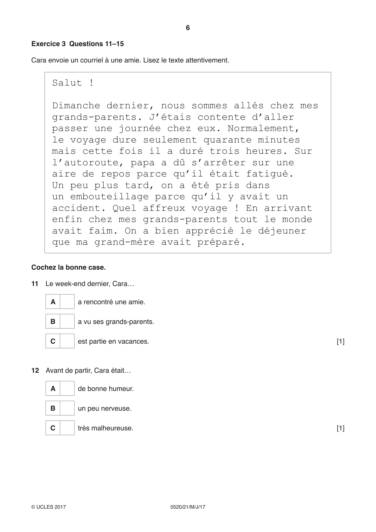 Cambridge IGCSE French - Foreign Language 0520 2017 May/June Paper 2 · Variant 1 question paper, page 6 of 16