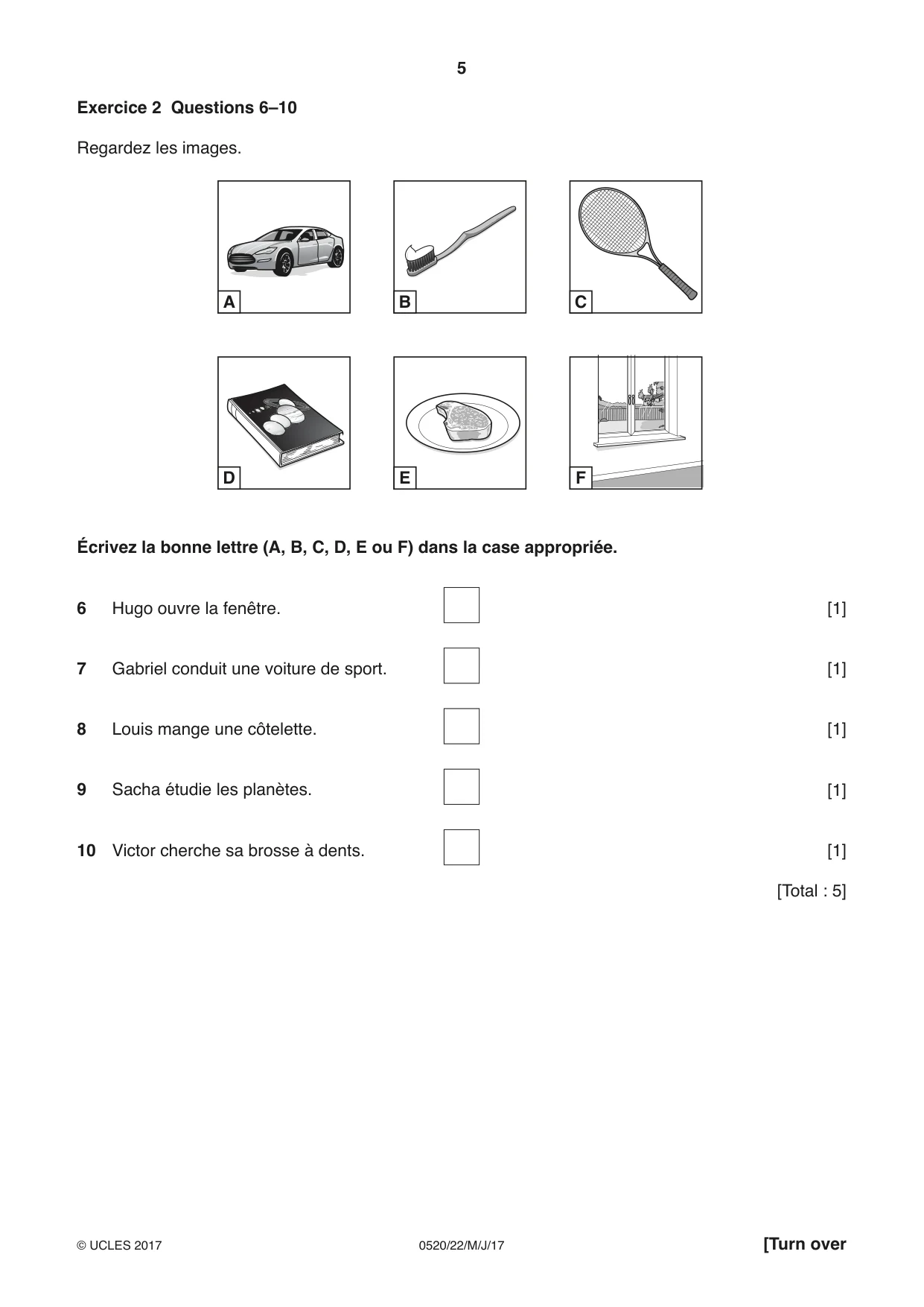 Cambridge IGCSE French - Foreign Language 0520 2017 May/June Paper 2 · Variant 2 question paper, page 5 of 16