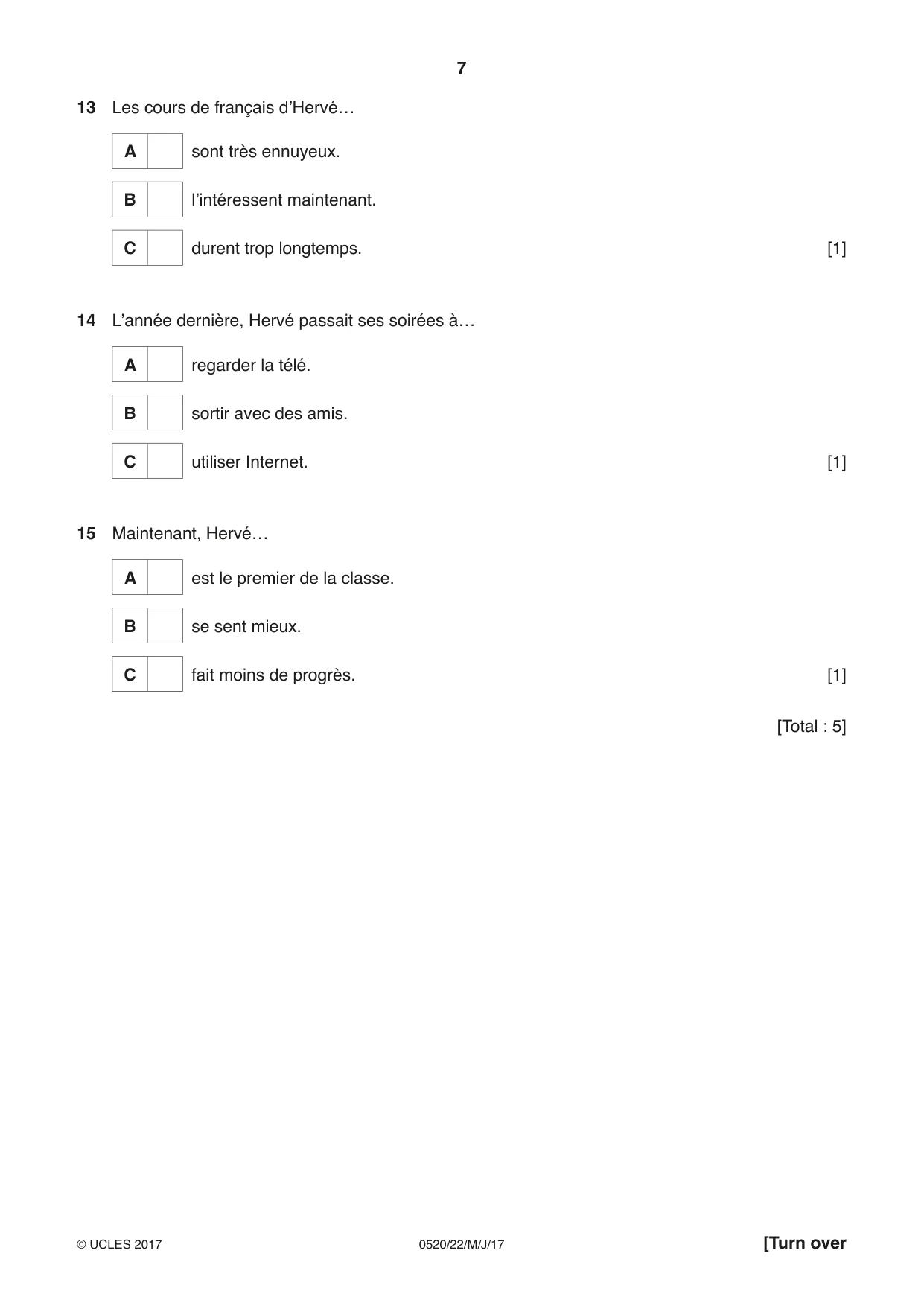 Cambridge IGCSE French - Foreign Language 0520 2017 May/June Paper 2 · Variant 2 question paper, page 7 of 16