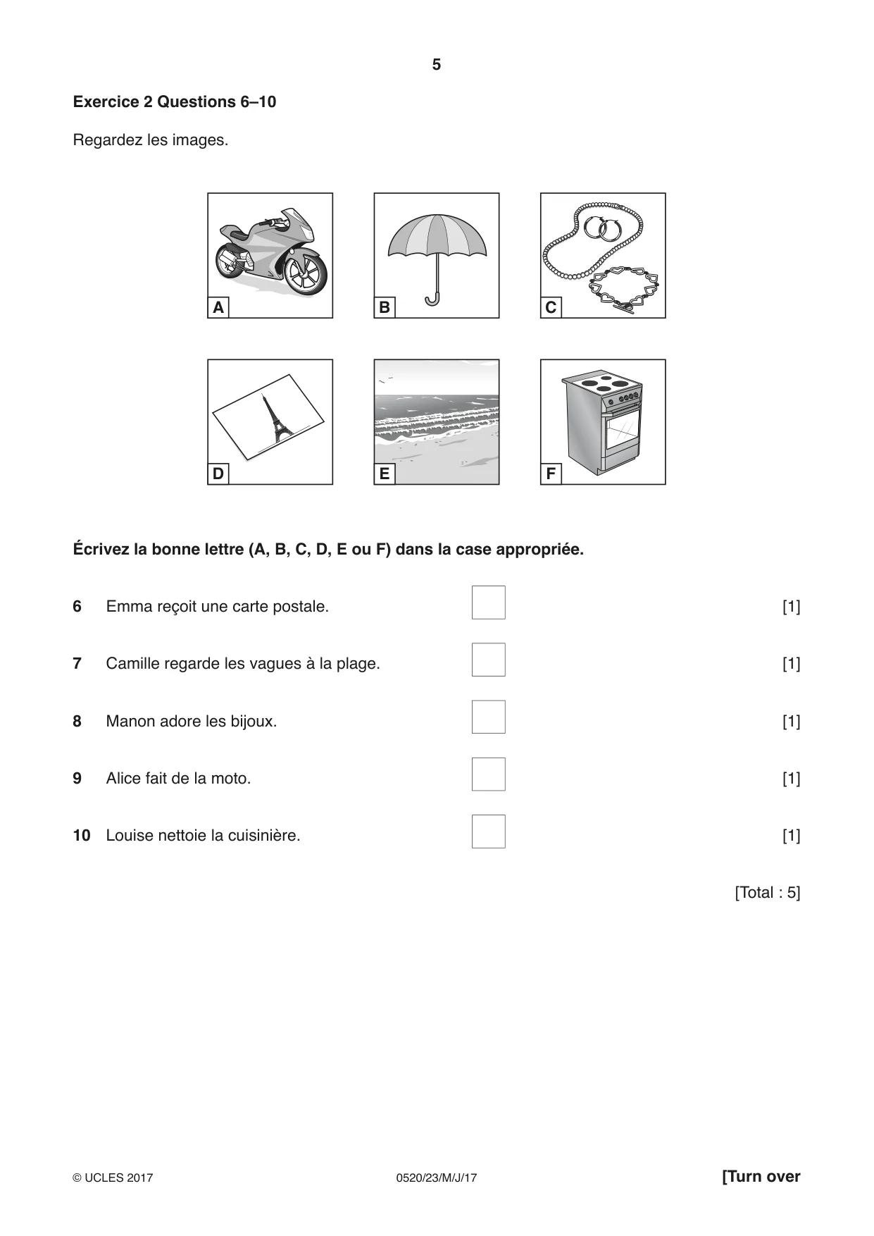 Cambridge IGCSE French - Foreign Language 0520 2017 May/June Paper 2 · Variant 3 question paper, page 5 of 16