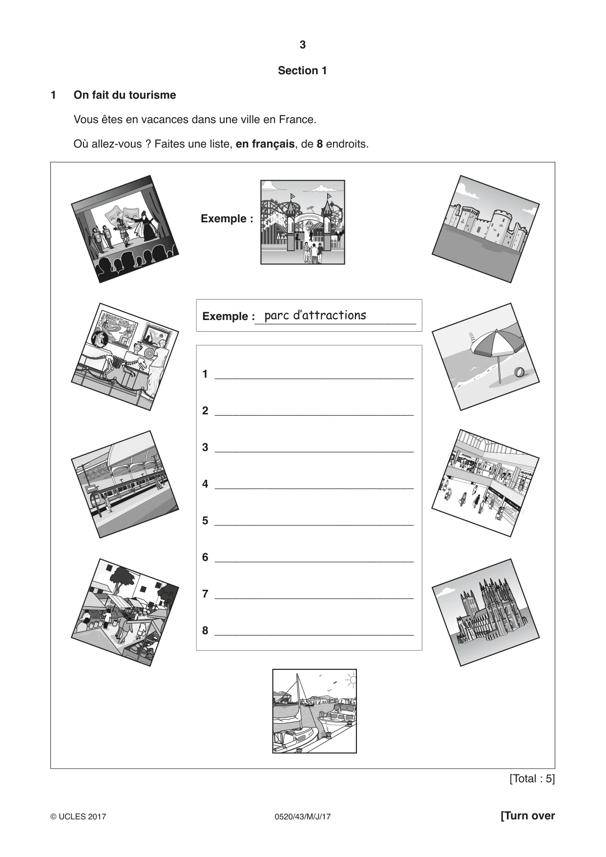Cambridge IGCSE French - Foreign Language 0520 2017 May/June Paper 4 · Variant 3 question paper, page 3 of 8