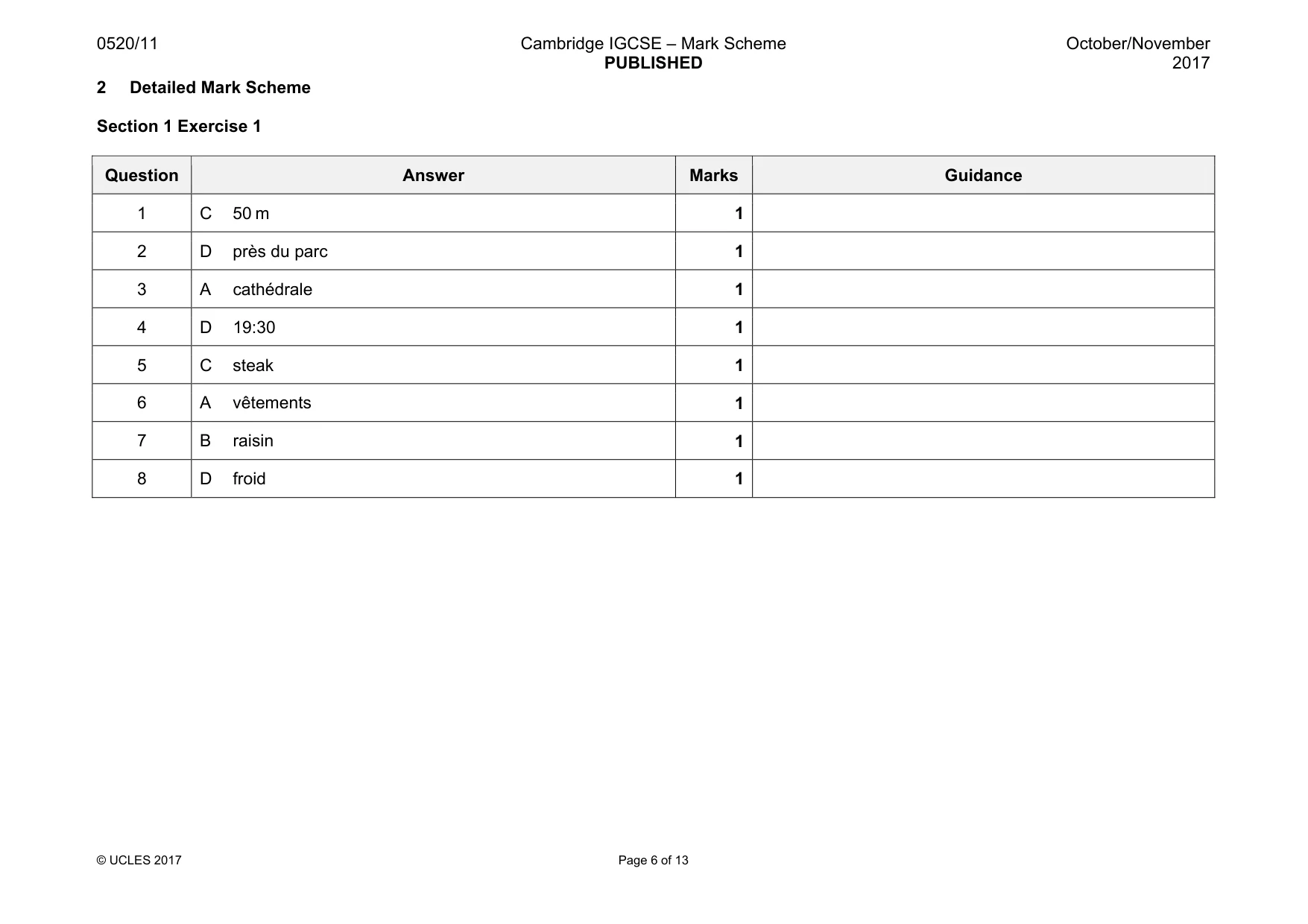 Mark scheme, page 6 of 13