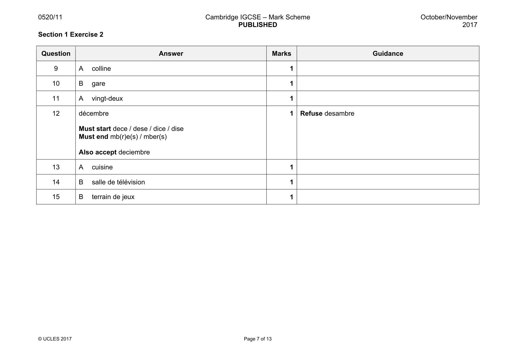 Mark scheme, page 7 of 13
