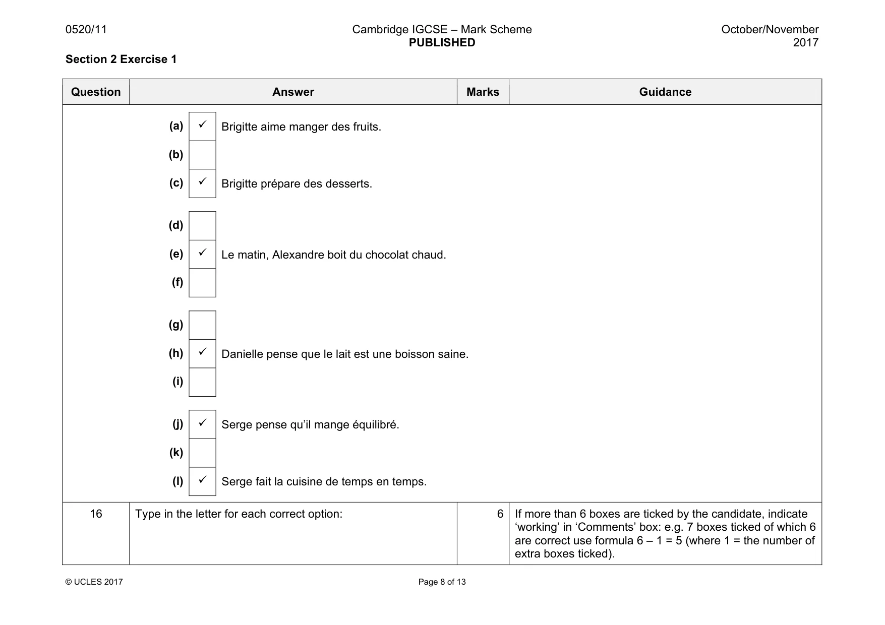 Mark scheme, page 8 of 13