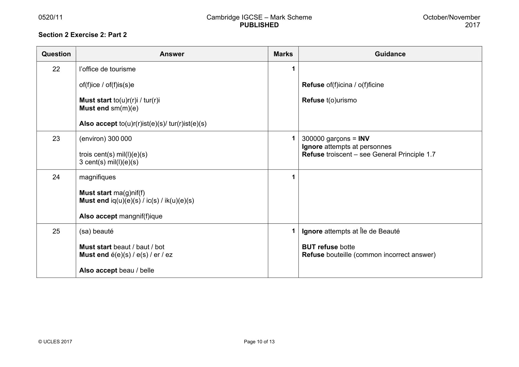 Mark scheme, page 10 of 13