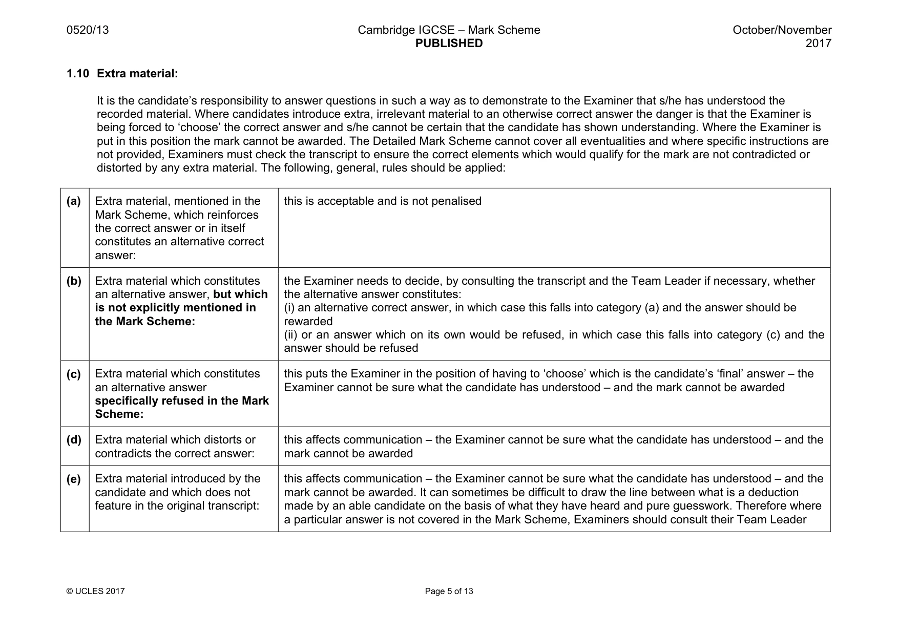 Mark scheme, page 5 of 13