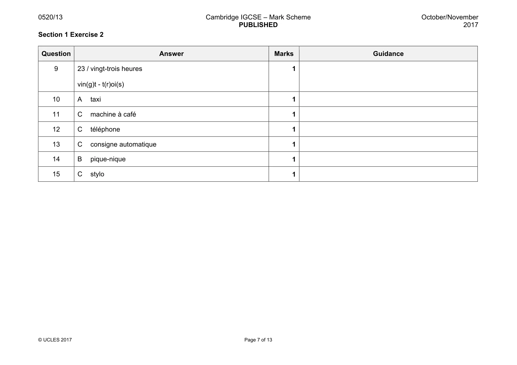 Mark scheme, page 7 of 13