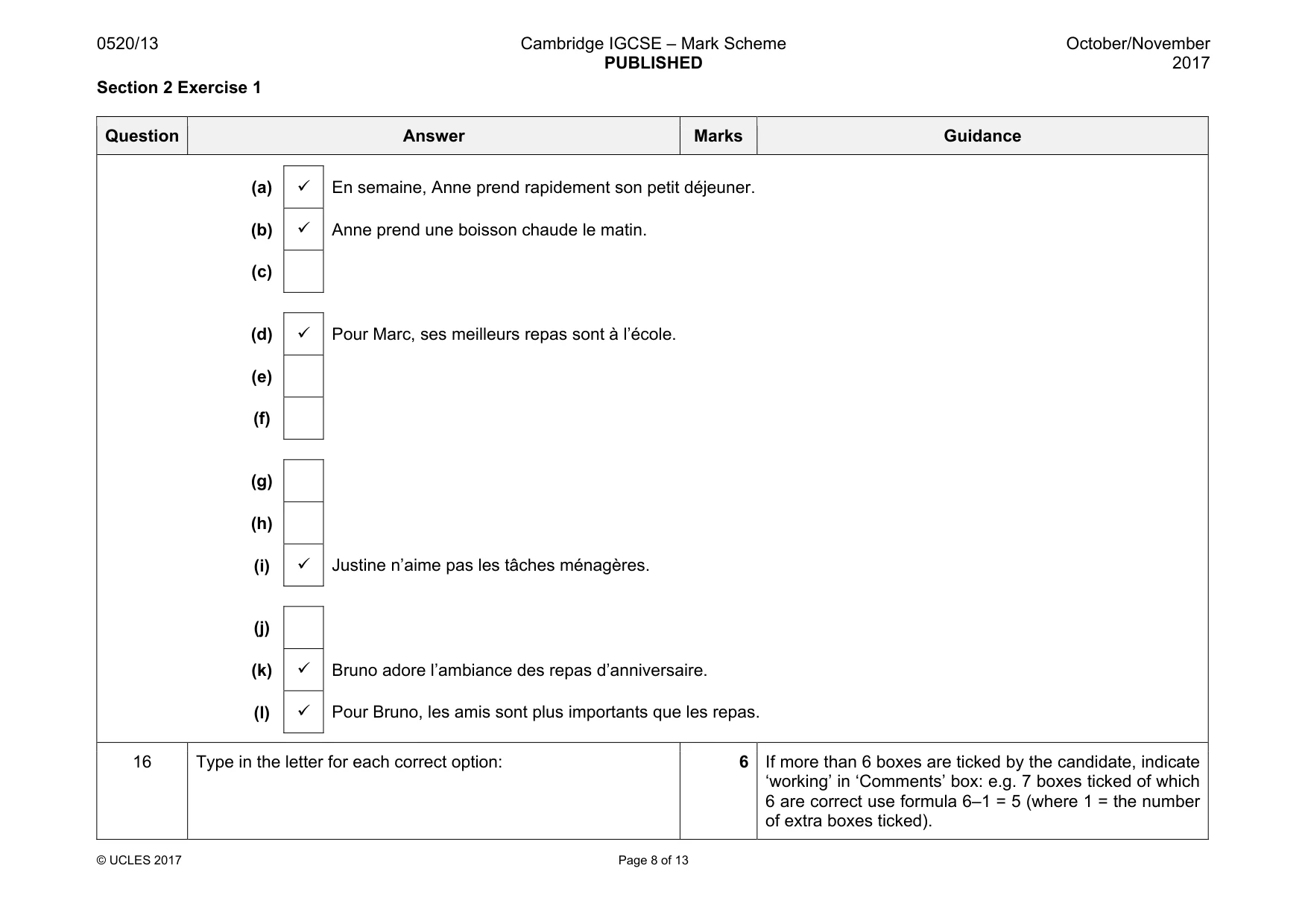 Mark scheme, page 8 of 13