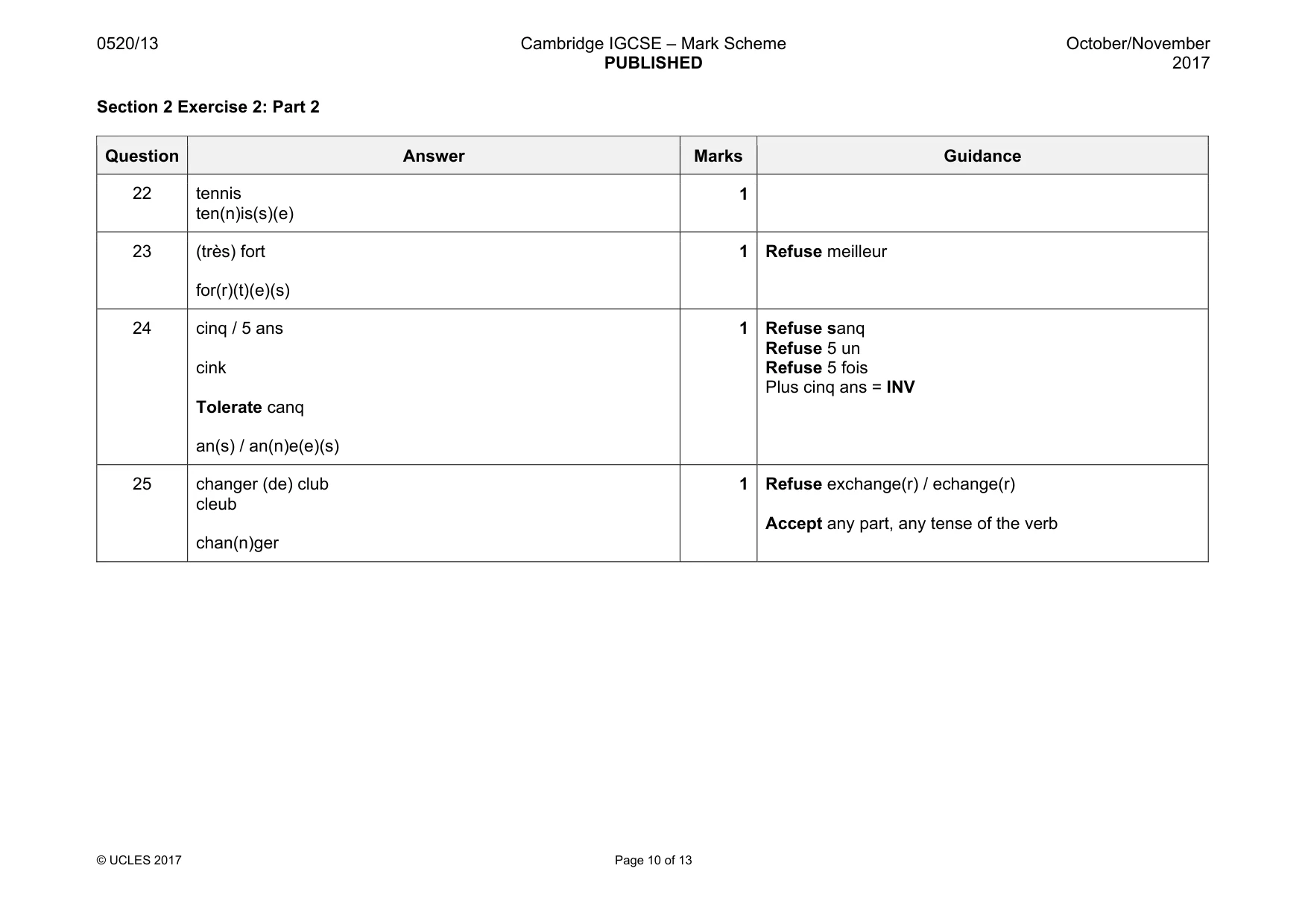 Mark scheme, page 10 of 13