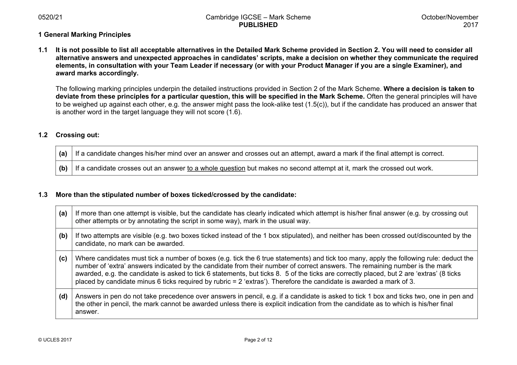 Mark scheme, page 2 of 12